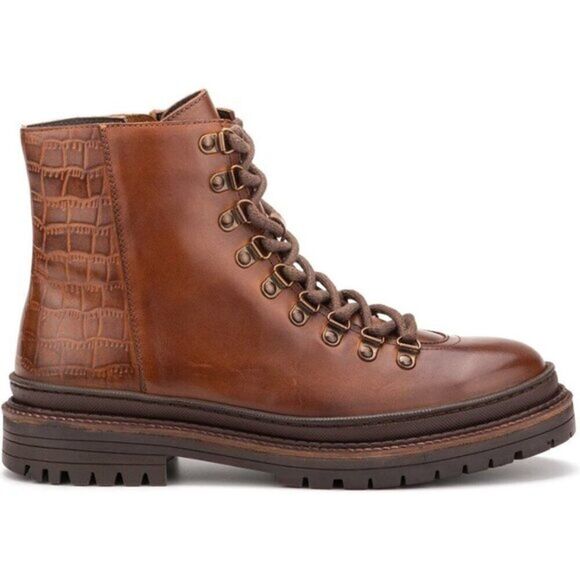 Vintage Foundry Men\'s Shoes Vulcan Leather Lace-Up‎ Boot Moto Brown Size12 $259 main image 7